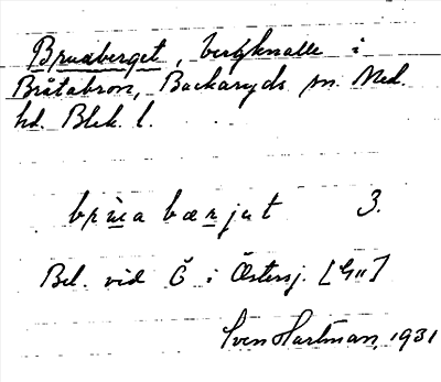 Bild på arkivkortet för arkivposten Bruaberget