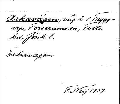 Bild på arkivkortet för arkivposten Arkavägen