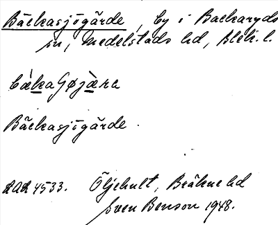 Bild på arkivkortet för arkivposten Bäckasjögärde