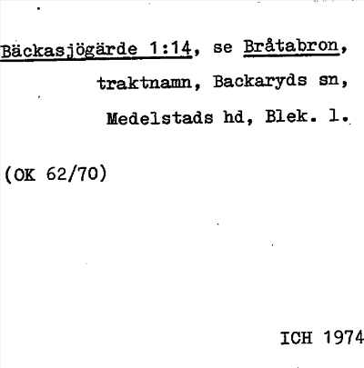 Bild på arkivkortet för arkivposten Bäckasjögärde