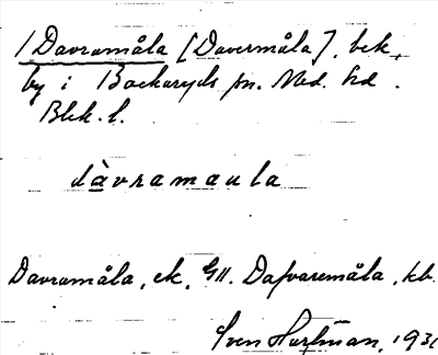 Bild på arkivkortet för arkivposten Davramåla