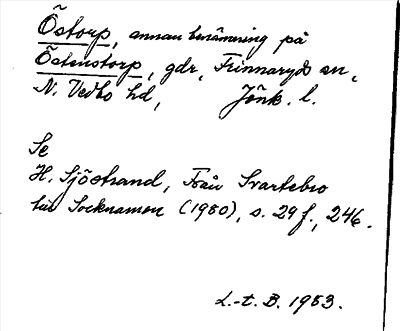 Bild på arkivkortet för arkivposten Östorp, annan benämning på Östenstorp