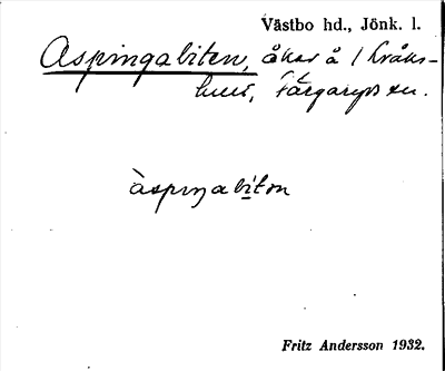 Bild på arkivkortet för arkivposten Aspingabiten