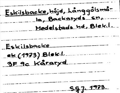 Bild på arkivkortet för arkivposten Eskilsbacke