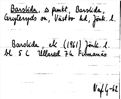 Bild på arkivkortet för arkivposten Barslida