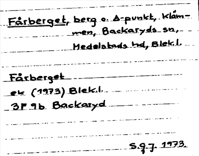 Bild på arkivkortet för arkivposten Fårberget