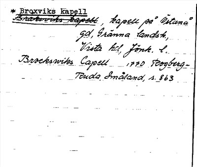 Bild på arkivkortet för arkivposten *Broxviks kapell