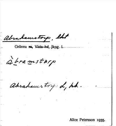 Bild på arkivkortet för arkivposten Abrahamstorp