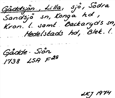 Bild på arkivkortet för arkivposten Gäddsjön, Lilla