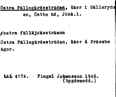 Bild på arkivkortet för arkivposten Östra Fällegärdesträdan