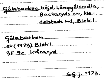Bild på arkivkortet för arkivposten Gölabacken