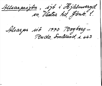Bild på arkivkortet för arkivposten Allsarpssjön