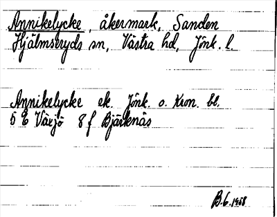 Bild på arkivkortet för arkivposten Annikelycke