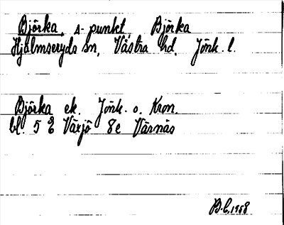 Bild på arkivkortet för arkivposten Björka