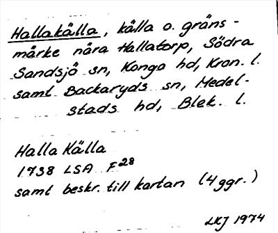 Bild på arkivkortet för arkivposten Hallakälla
