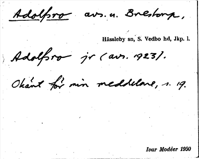 Bild på arkivkortet för arkivposten Adolfsro