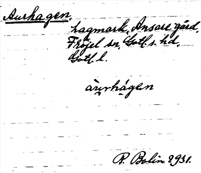 Bild på arkivkortet för arkivposten Aurhagen