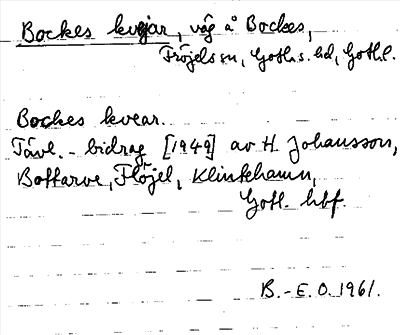 Bild på arkivkortet för arkivposten Bockes kvejar