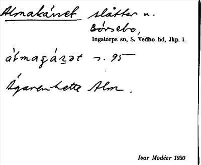 Bild på arkivkortet för arkivposten Almakärret