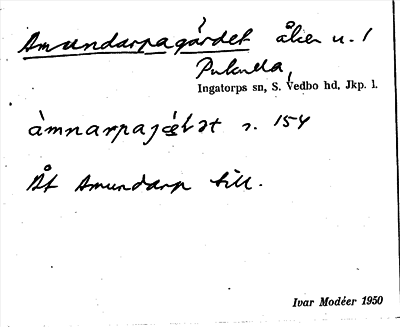 Bild på arkivkortet för arkivposten Amundarpagärdet