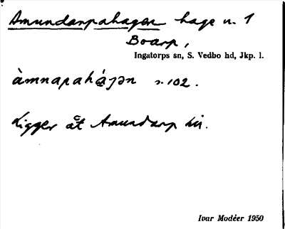 Bild på arkivkortet för arkivposten Amundarpahagen