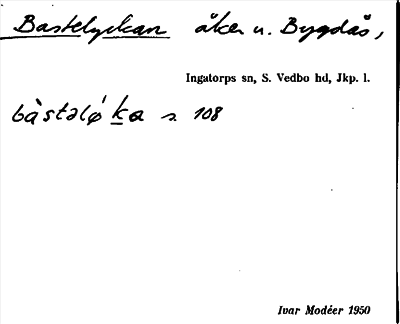 Bild på arkivkortet för arkivposten Bastelyckan