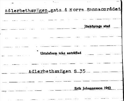 Bild på arkivkortet för arkivposten Adlerbethsvägen