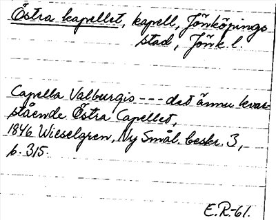 Bild på arkivkortet för arkivposten Östra kapellet