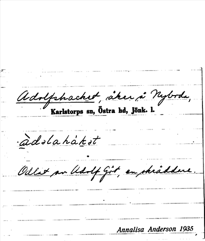 Bild på arkivkortet för arkivposten Adolfshacket