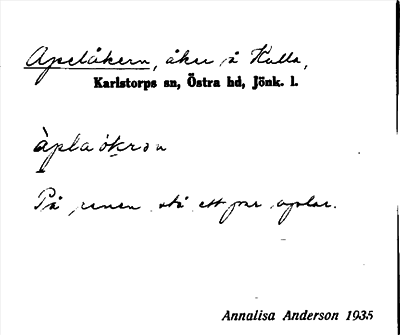 Bild på arkivkortet för arkivposten Apelåkern