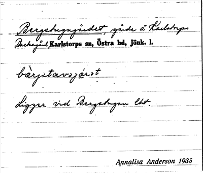 Bild på arkivkortet för arkivposten Bergstugugärdet
