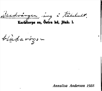 Bild på arkivkortet för arkivposten Bladvången