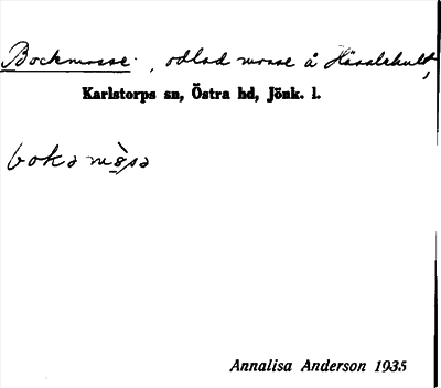 Bild på arkivkortet för arkivposten Bockmosse