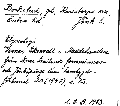 Bild på arkivkortet för arkivposten Bockstad