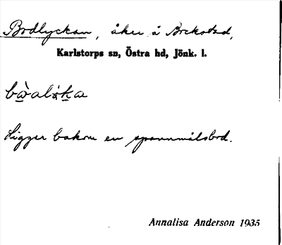 Bild på arkivkortet för arkivposten Bodlyckan