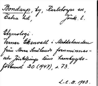 Bild på arkivkortet för arkivposten Bondarp