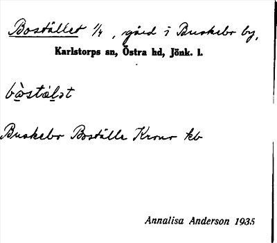 Bild på arkivkortet för arkivposten Bostället