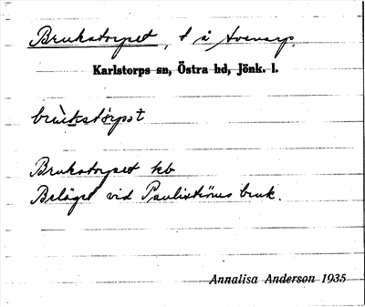 Bild på arkivkortet för arkivposten Brukatorpet