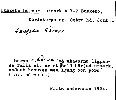 Bild på arkivkortet för arkivposten Buskebo horvor