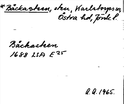 Bild på arkivkortet för arkivposten *Båckasteen