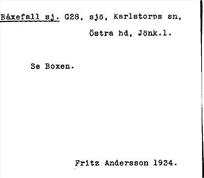 Bild på arkivkortet för arkivposten Båxefall sj., se Boxen