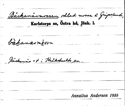 Bild på arkivkortet för arkivposten Bäckanäsmossen