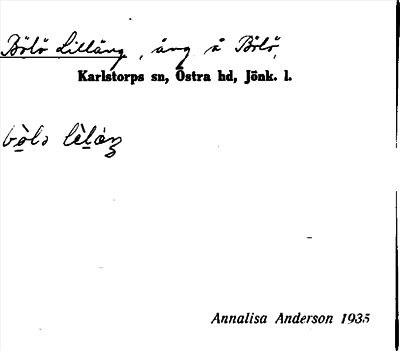 Bild på arkivkortet för arkivposten Bölö Lilläng