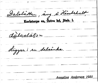Bild på arkivkortet för arkivposten Dalslätten