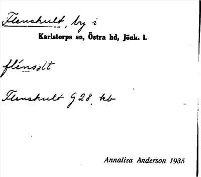 Bild på arkivkortet för arkivposten Flenshult