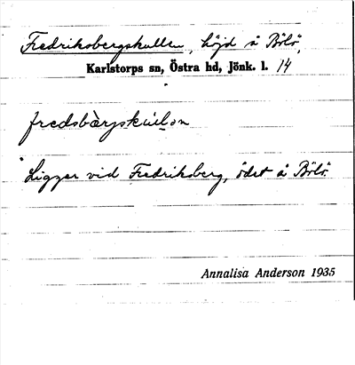 Bild på arkivkortet för arkivposten Fredriksbergskullen
