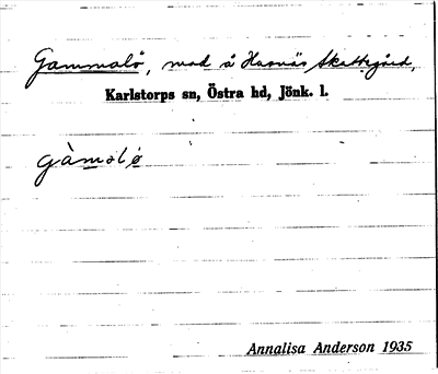 Bild på arkivkortet för arkivposten Gammalö