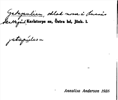 Bild på arkivkortet för arkivposten Getapulien