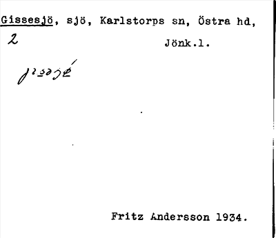 Bild på arkivkortet för arkivposten Gissesjö