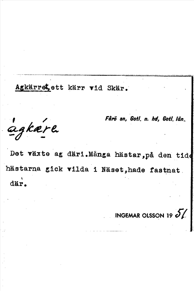 Bild på arkivkortet för arkivposten Agkärret